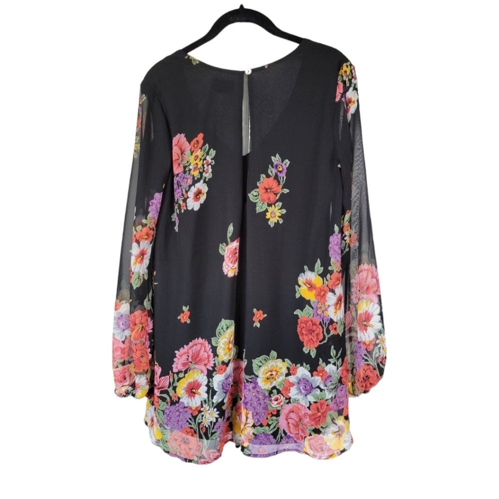 Show Me Your MuMu Small Donna Michelle Tunic Floral Mini Boho Dress Black - Picture 6 of 11